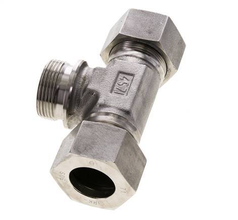 30S & G1-1/4'' RVS T-stuk Snijringkoppeling Buitendraad 400bar ISO 8434-1