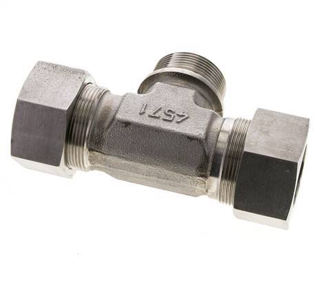 38S & G1-1/2'' RVS T-stuk Snijringkoppeling Buitendraad 315bar ISO 8434-1