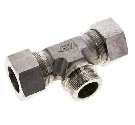 38S & G1-1/2'' RVS T-stuk Snijringkoppeling Buitendraad 315bar ISO 8434-1