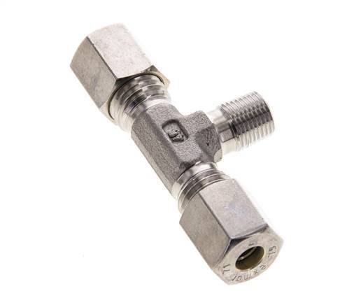 6L & R1/8'' RVS T-stuk Knelfitting Buitendraad 315bar ISO 8434-1