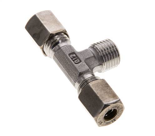 6L & R1/4'' RVS T-stuk Knelfitting Buitendraad 315bar ISO 8434-1