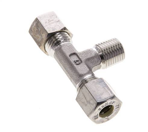 8L & R1/4'' RVS T-stuk Knelfitting Buitendraad 315bar ISO 8434-1