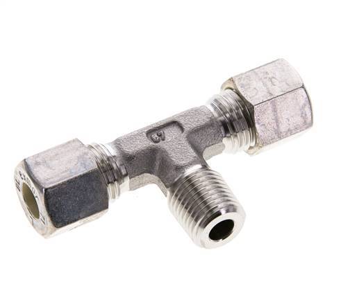 8L & R1/4'' RVS T-stuk Knelfitting Buitendraad 315bar ISO 8434-1