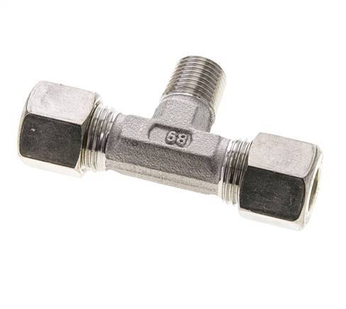 10L & R1/4'' RVS T-stuk Knelfitting Buitendraad 315bar ISO 8434-1