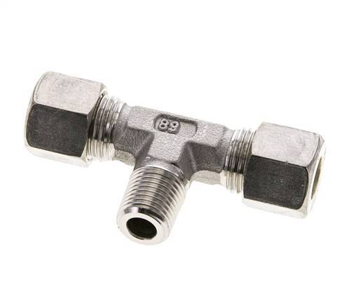 10L & R1/4'' RVS T-stuk Knelfitting Buitendraad 315bar ISO 8434-1