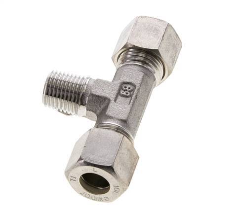 10L & R1/4'' RVS T-stuk Knelfitting Buitendraad 315bar ISO 8434-1
