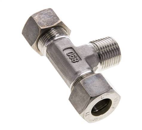 15L & R1/2'' RVS T-stuk Knelfitting Buitendraad 315bar ISO 8434-1