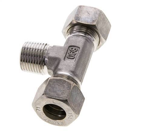 15L & R1/2'' RVS T-stuk Knelfitting Buitendraad 315bar ISO 8434-1