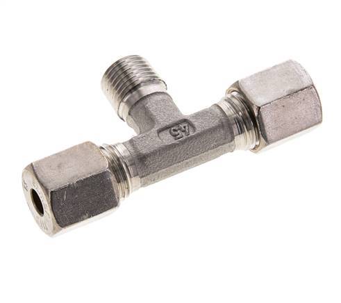 6S & R1/4'' RVS T-stuk Knelfitting Buitendraad 500bar ISO 8434-1