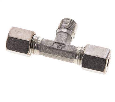 6S & R1/4'' RVS T-stuk Knelfitting Buitendraad 500bar ISO 8434-1