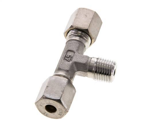 6S & R1/4'' RVS T-stuk Knelfitting Buitendraad 500bar ISO 8434-1