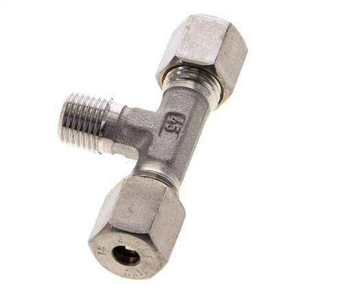 6S & R1/4'' RVS T-stuk Knelfitting Buitendraad 500bar ISO 8434-1