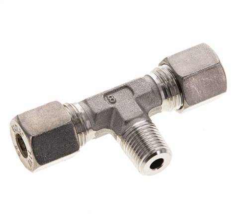 8S & R1/4'' RVS T-stuk Knelfitting Buitendraad 500bar ISO 8434-1