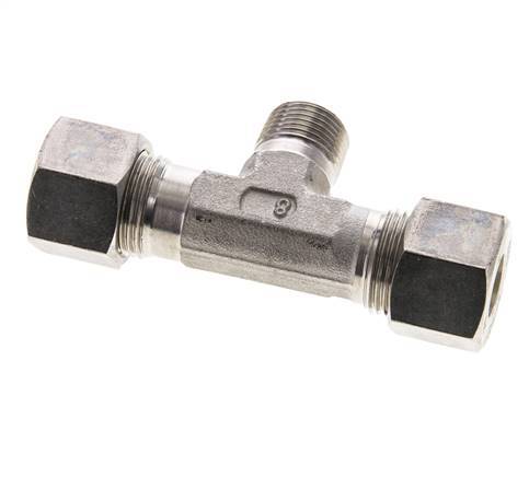 12S & R3/8'' RVS T-stuk Knelfitting Buitendraad 400bar ISO 8434-1