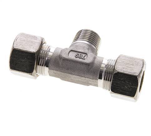 16S & R1/2'' RVS T-stuk Knelfitting Buitendraad 400bar ISO 8434-1