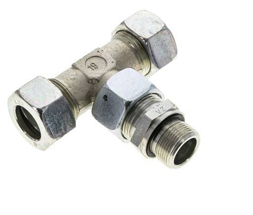 22L & M26x1.5 Verzinkt Stalen T-stuk Snijringkoppeling Buitendraad 160bar Verstelbaar ISO 8434-1