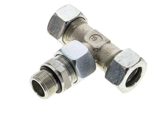 22L & M26x1.5 Verzinkt Stalen T-stuk Snijringkoppeling Buitendraad 160bar Verstelbaar ISO 8434-1