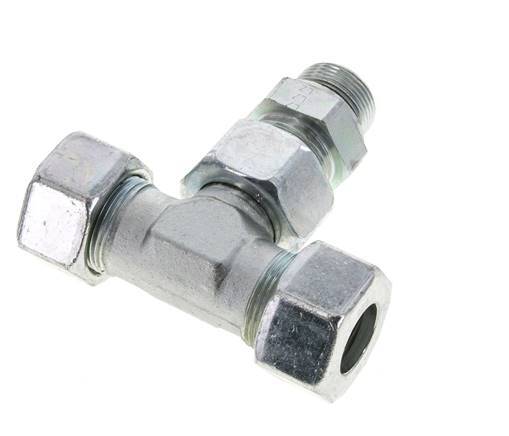 25S & M33x2 Verzinkt Stalen T-stuk Snijringkoppeling Buitendraad 400bar Verstelbaar ISO 8434-1