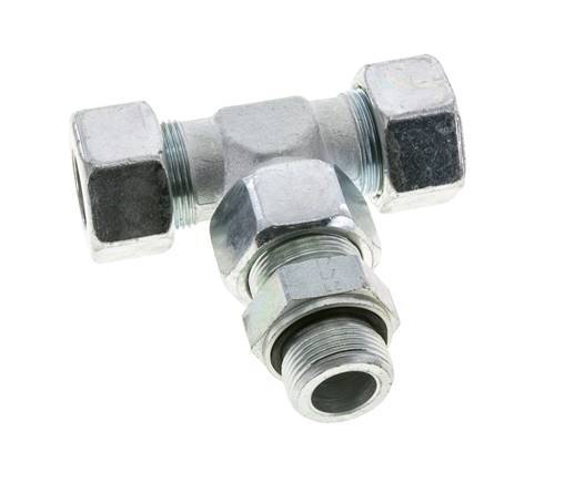 25S & M33x2 Verzinkt Stalen T-stuk Snijringkoppeling Buitendraad 400bar Verstelbaar ISO 8434-1