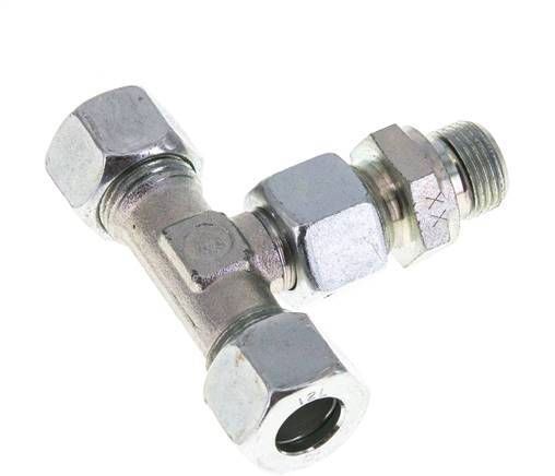12L & G3/8'' Verzinkt Stalen T-stuk Snijringkoppeling Buitendraad 315bar Verstelbaar ISO 8434-1