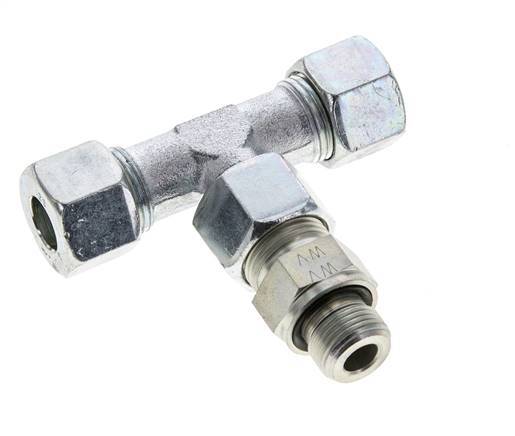 12S & G3/8'' Verzinkt Stalen T-stuk Snijringkoppeling Buitendraad 630bar Verstelbaar ISO 8434-1