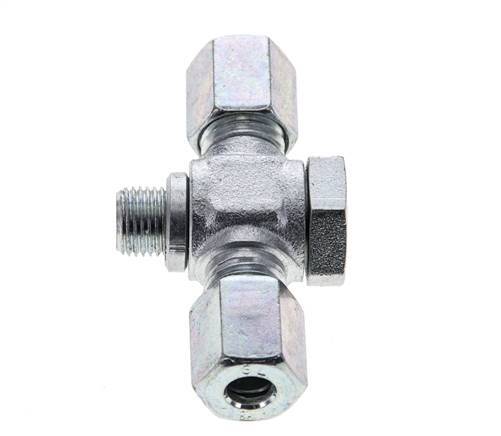 6L & M10x1 Zink plated Steel Tee Swivel Joint Cutting Fitting with Male Threads 315 bar ISO 8434-1