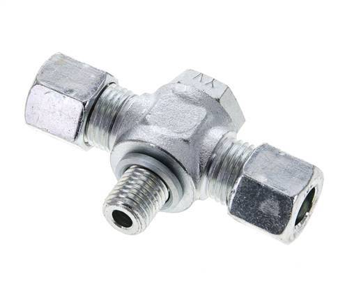 10L & M14x1.5 Zink plated Steel Tee Swivel Joint Cutting Fitting with Male Threads 315 bar ISO 8434-1