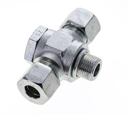 12S & M18x1.5 Zink plated Steel Tee Swivel Joint Cutting Fitting with Male Threads 400 bar ISO 8434-1