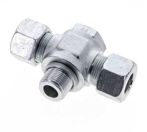 16S & M22x1.5 Zink plated Steel Tee Swivel Joint Cutting Fitting with Male Threads 400 bar ISO 8434-1