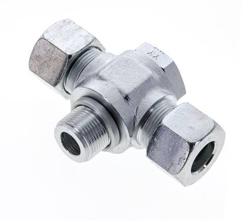 16S & M22x1.5 Zink plated Steel Tee Swivel Joint Cutting Fitting with Male Threads 400 bar ISO 8434-1