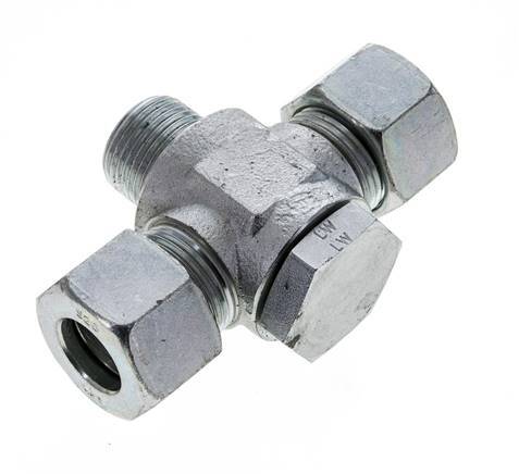 20S & M27x2 Zink plated Steel Tee Swivel Joint Cutting Fitting with Male Threads 400 bar ISO 8434-1