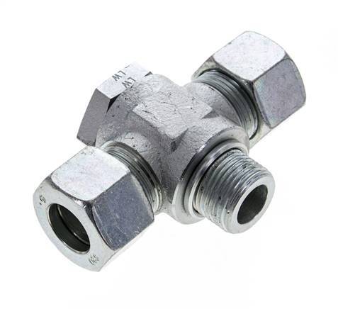 20S & M27x2 Zink plated Steel Tee Swivel Joint Cutting Fitting with Male Threads 400 bar ISO 8434-1