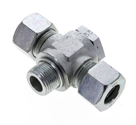 20S & M27x2 Zink plated Steel Tee Swivel Joint Cutting Fitting with Male Threads 400 bar ISO 8434-1