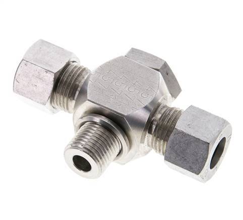 12L & M16x1.5 Stainless Steel Tee Swivel Joint Cutting Fitting with Male Threads 315 bar ISO 8434-1