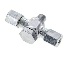 6L & G1/8'' Zink plated Steel Tee Swivel Joint Cutting Fitting with Male Threads 315 bar ISO 8434-1