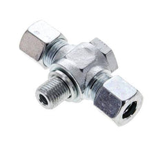 10L & G1/4'' Zink plated Steel Tee Swivel Joint Cutting Fitting with Male Threads 315 bar ISO 8434-1