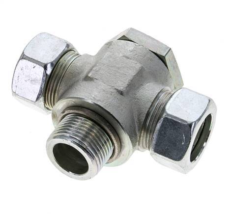 28L & G1'' Zink plated Steel Tee Swivel Joint Cutting Fitting with Male Threads 160 bar ISO 8434-1