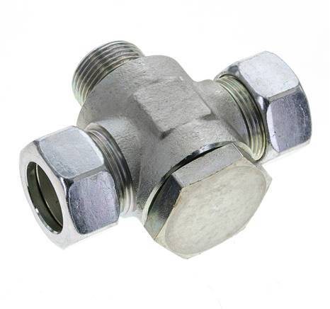 28L & G1'' Zink plated Steel Tee Swivel Joint Cutting Fitting with Male Threads 160 bar ISO 8434-1