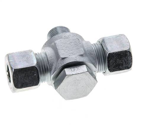 12S & G3/8'' Zink plated Steel Tee Swivel Joint Cutting Fitting with Male Threads 400 bar ISO 8434-1