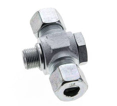 12S & G3/8'' Zink plated Steel Tee Swivel Joint Cutting Fitting with Male Threads 400 bar ISO 8434-1