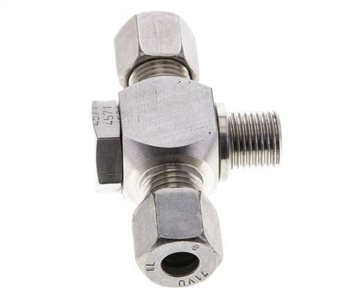 8L & G1/4'' Stainless Steel Tee Swivel Joint Cutting Fitting with Male Threads 315 bar ISO 8434-1