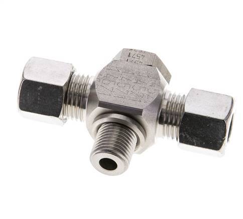 10L & G1/4'' Stainless Steel Tee Swivel Joint Cutting Fitting with Male Threads 315 bar ISO 8434-1