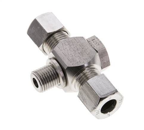 10L & G1/4'' Stainless Steel Tee Swivel Joint Cutting Fitting with Male Threads 315 bar ISO 8434-1