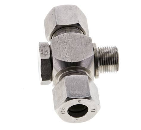 12S & G3/8'' Stainless Steel Tee Swivel Joint Cutting Fitting with Male Threads 400 bar ISO 8434-1