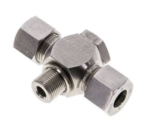 12S & G3/8'' Stainless Steel Tee Swivel Joint Cutting Fitting with Male Threads 400 bar ISO 8434-1