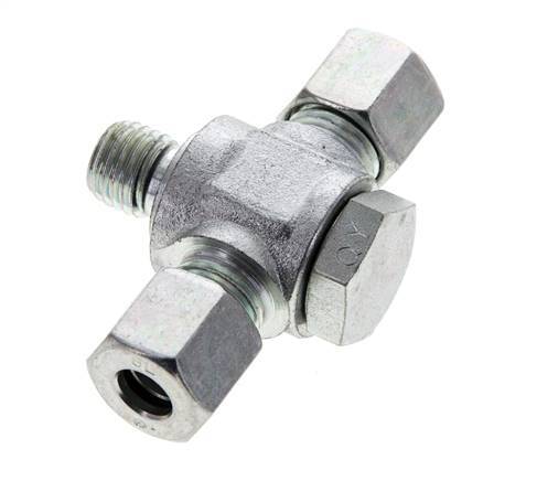 8L & M12x1.5 Zink plated Steel Tee Swivel Joint Cutting Fitting with Male Threads 315 bar NBR ISO 8434-1