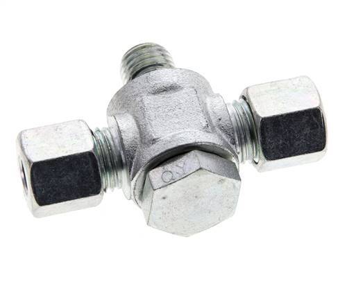 8L & M12x1.5 Zink plated Steel Tee Swivel Joint Cutting Fitting with Male Threads 315 bar NBR ISO 8434-1