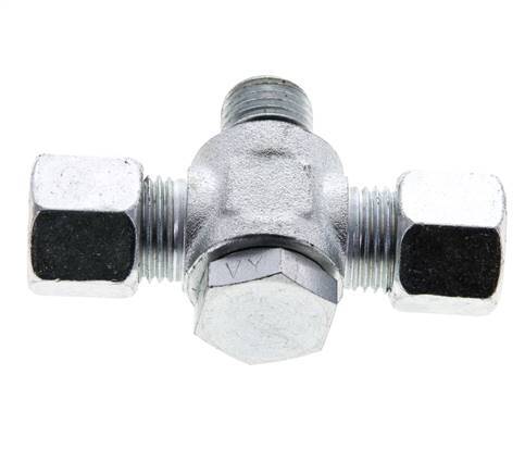 10L & M14x1.5 Zink plated Steel Tee Swivel Joint Cutting Fitting with Male Threads 315 bar NBR ISO 8434-1