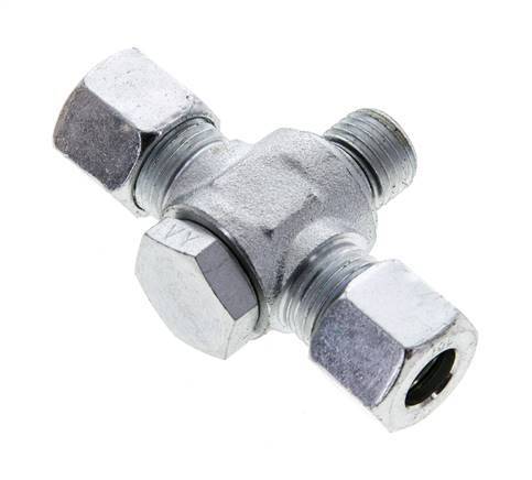 10L & M14x1.5 Zink plated Steel Tee Swivel Joint Cutting Fitting with Male Threads 315 bar NBR ISO 8434-1