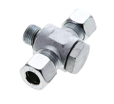 12L & M16x1.5 Zink plated Steel Tee Swivel Joint Cutting Fitting with Male Threads 315 bar NBR ISO 8434-1
